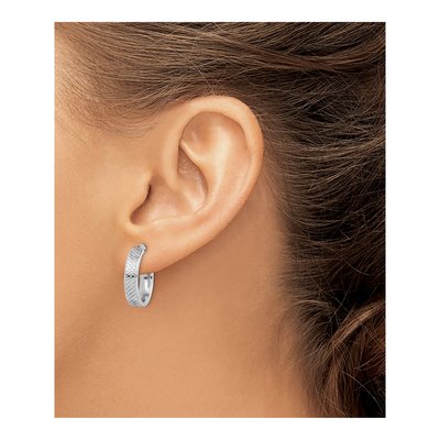 Sterling Silver 22mm Textured Hoop Earrings – view 4