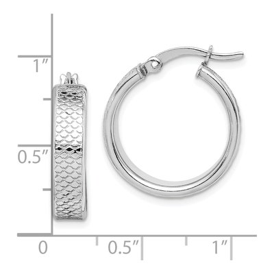 Sterling Silver 22mm Textured Hoop Earrings – view 5