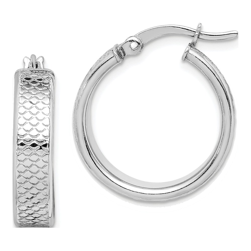 Sterling Silver Textured Hoop Earrings