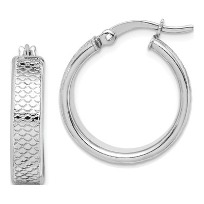 Sterling Silver 22mm Textured Hoop Earrings