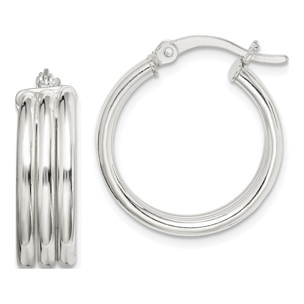 Sterling Silver 22mm Grooved Hoop Earrings