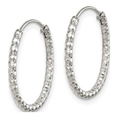 Sterling Silver 18mm Diamond-Cut Endless Hoop Earrings – view 3
