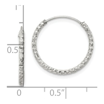 Sterling Silver 18mm Diamond-Cut Endless Hoop Earrings – view 5