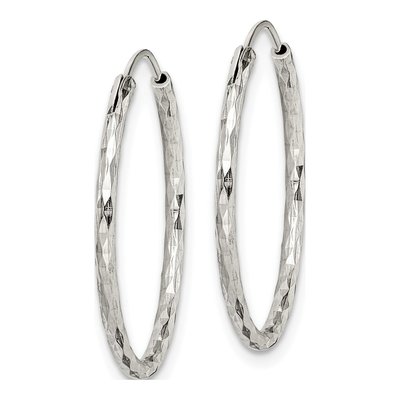 Sterling Silver 24mm Diamond-Cut Endless Hoop Earrings – view 3