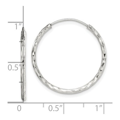 Sterling Silver 24mm Diamond-Cut Endless Hoop Earrings – view 5