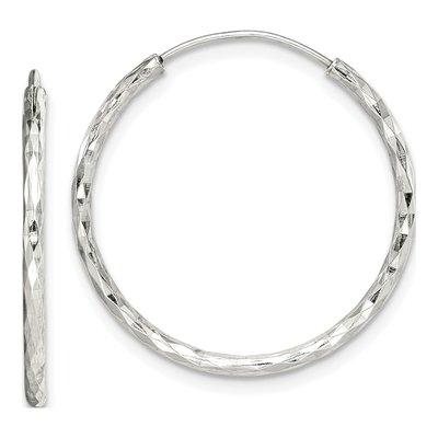 Sterling Silver 24mm Diamond-Cut Endless Hoop Earrings