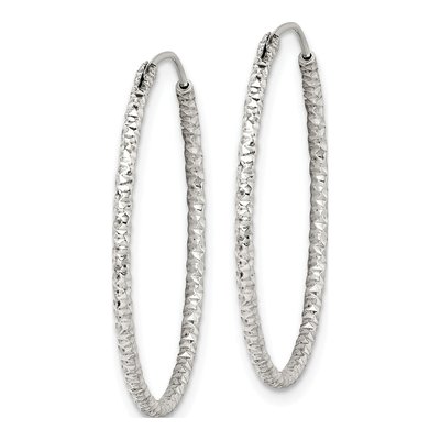 Sterling Silver 28mm Diamond-Cut Endless Hoop Earrings – view 3