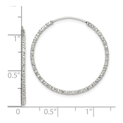 Sterling Silver 28mm Diamond-Cut Endless Hoop Earrings – view 5