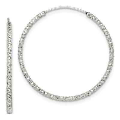 Sterling Silver 28mm Diamond-Cut Endless Hoop Earrings