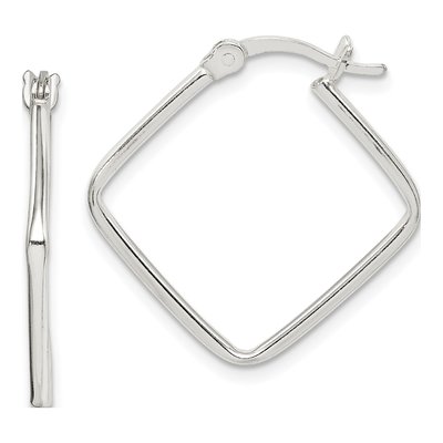 Sterling Silver 23mm Square Hoop Earrings
