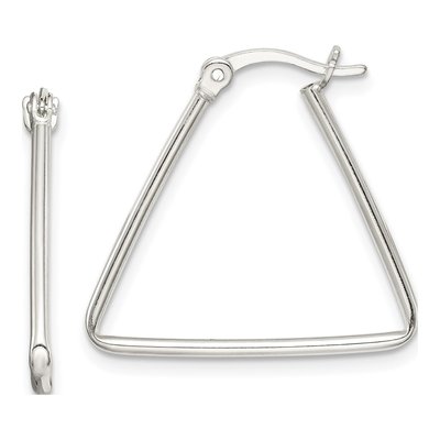 Sterling Silver 22mm Triangle Hoop Earrings