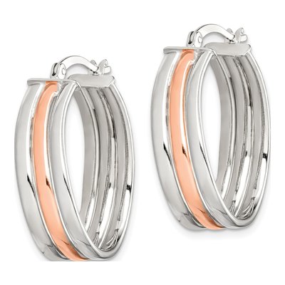 Rose Gold-Plated Sterling Silver 29mm Wavy Hoop Earrings – view 3