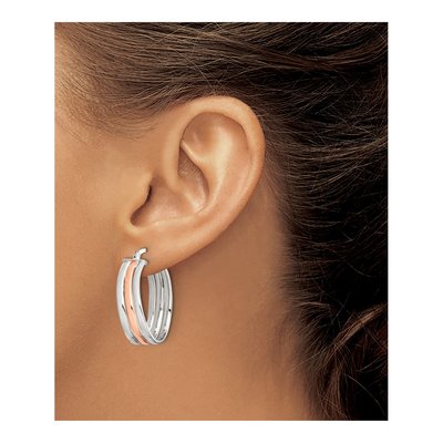 Rose Gold-Plated Sterling Silver 29mm Wavy Hoop Earrings – view 4