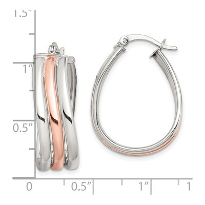 Rose Gold-Plated Sterling Silver 29mm Wavy Hoop Earrings – view 5
