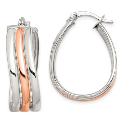 Rose Gold-Plated Sterling Silver 29mm Wavy Hoop Earrings