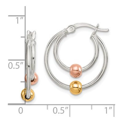 Rose Gold-Plated Sterling Silver 20mm Beaded Hoop Earrings – view 5