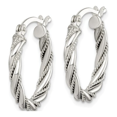Sterling Silver 22mm Twisted Hoop Earrings – view 3