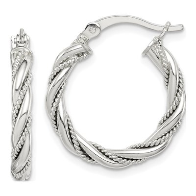 Sterling Silver 22mm Twisted Hoop Earrings