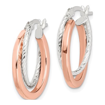Rose Gold-Plated Sterling Silver Double Hoop Earrings – view 3