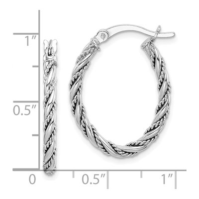 Sterling Silver Twisted Oval Hoop Earrings – view 5