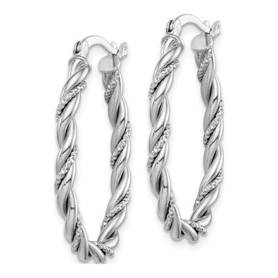 Sterling Silver Twisted Oval Hoop Earrings – view 3