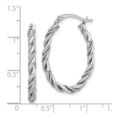 Sterling Silver Twisted Oval Hoop Earrings – view 5