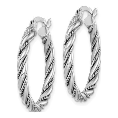 Sterling Silver 25mm Twisted Hoop Earrings – view 3