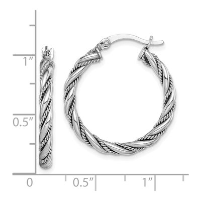 Sterling Silver 25mm Twisted Hoop Earrings – view 5