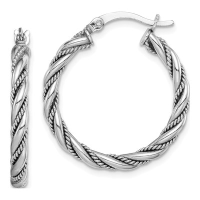 Sterling Silver 25mm Twisted Hoop Earrings