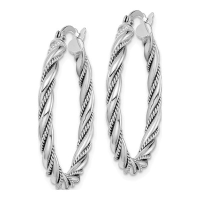 Sterling Silver 30mm Twisted Hoop Earrings – view 3