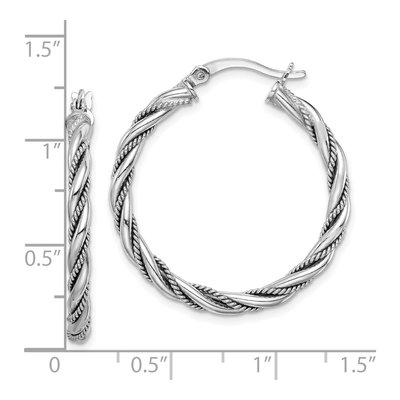 Sterling Silver 30mm Twisted Hoop Earrings – view 5