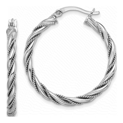 Sterling Silver 30mm Twisted Hoop Earrings