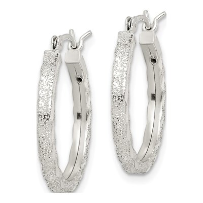 Sterling Silver 21mm Diamond-Cut Hoop Earrings – view 3