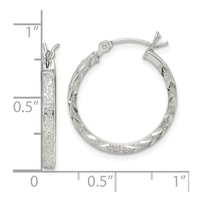 Sterling Silver 21mm Diamond-Cut Hoop Earrings – view 5