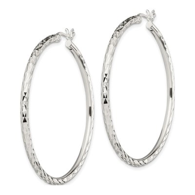 Sterling Silver Diamond-Cut Hoop Earrings – view 3