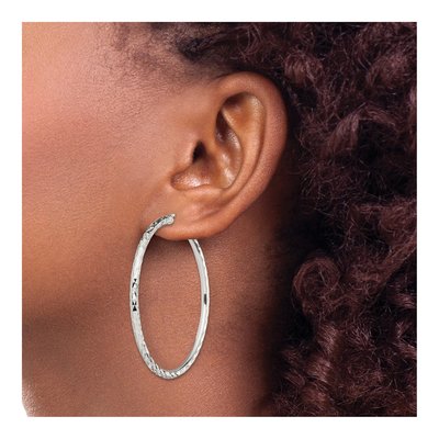 Sterling Silver Diamond-Cut Hoop Earrings – view 4