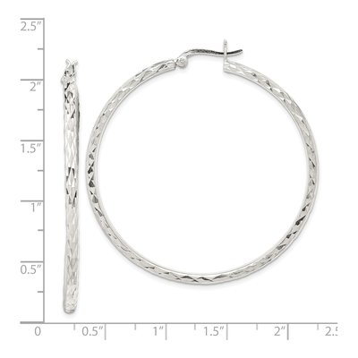 Sterling Silver Diamond-Cut Hoop Earrings – view 5