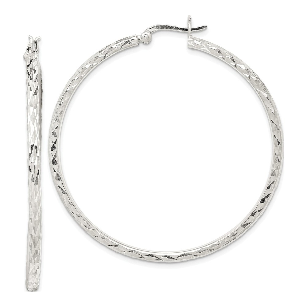 Sterling Silver Diamond-Cut Hoop Earrings