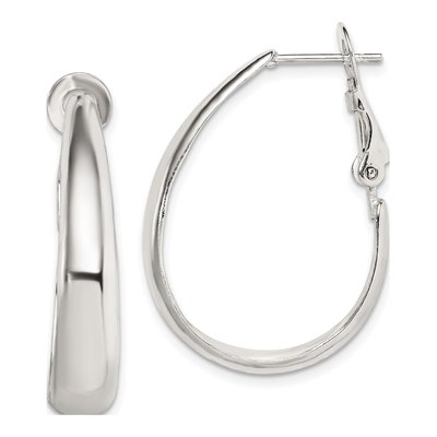 Sterling Silver 30mm Omega Hoop Earrings