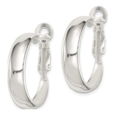 Sterling Silver 25mm Omega Back Hoop Earrings – view 3