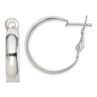 Sterling Silver 25mm Omega Back Hoop Earrings