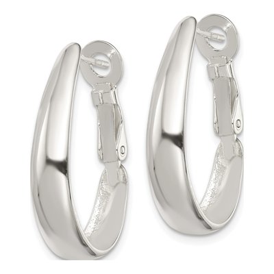Sterling Silver 27mm Omega Back Hoop Earrings – view 3