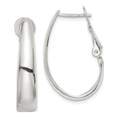 Sterling Silver 27mm Omega Back Hoop Earrings