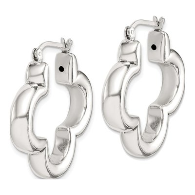 Sterling Silver 30mm Clover Hoop Earrings – view 3
