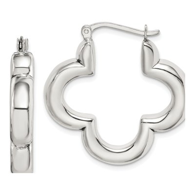 Sterling Silver 30mm Clover Hoop Earrings