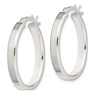 Sterling Silver 29mm Oval Hoop Earrings – view 3