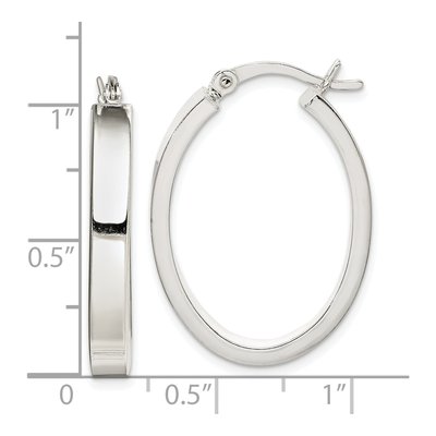 Sterling Silver 29mm Oval Hoop Earrings – view 5