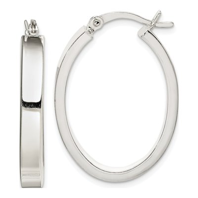 Sterling Silver 29mm Oval Hoop Earrings