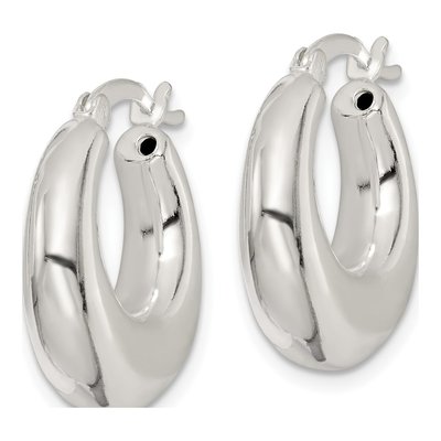 Sterling Silver 20mm Tapered Round Hoop Earrings – view 3