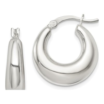 Sterling Silver 20mm Tapered Round Hoop Earrings